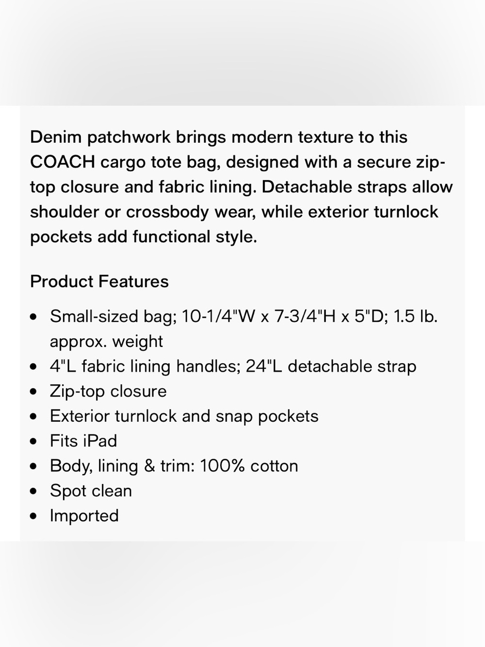 COACH REPURPOSED/LOVED PATCHWORK DENIM CARGO TOTE BAG 26!! - Picture 12 of 14